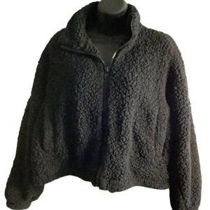 Urban Outfitters Fleece Zip Up Black Sweater